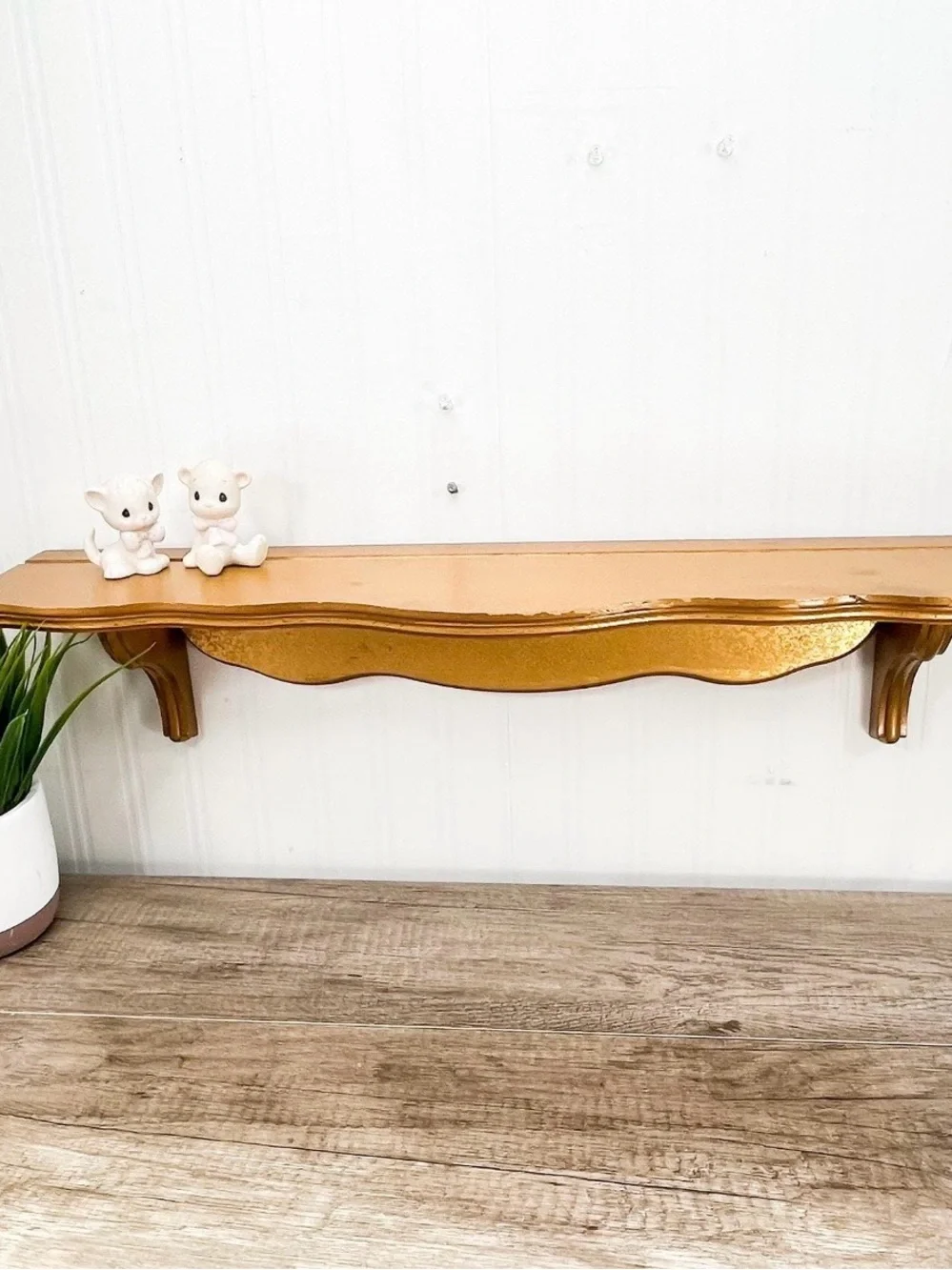 VTG Wood Gold Decorative Wall Plate Display Shelf
